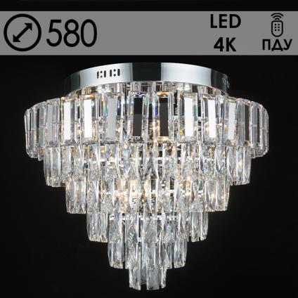 Люстра E1920/9+8 CR хром/хрусталь 9х60W E27 8х3W LED d580 h480 ПДУ
